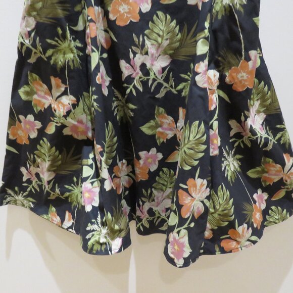 DR FAUST Marrama Palm Tree Exotic Flowers Black Retro Midi Swing Dress Rock Vtg - Picture 9 of 13